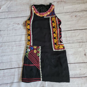 Desigual Grecia Black Geometric Applique Shift Dress 36